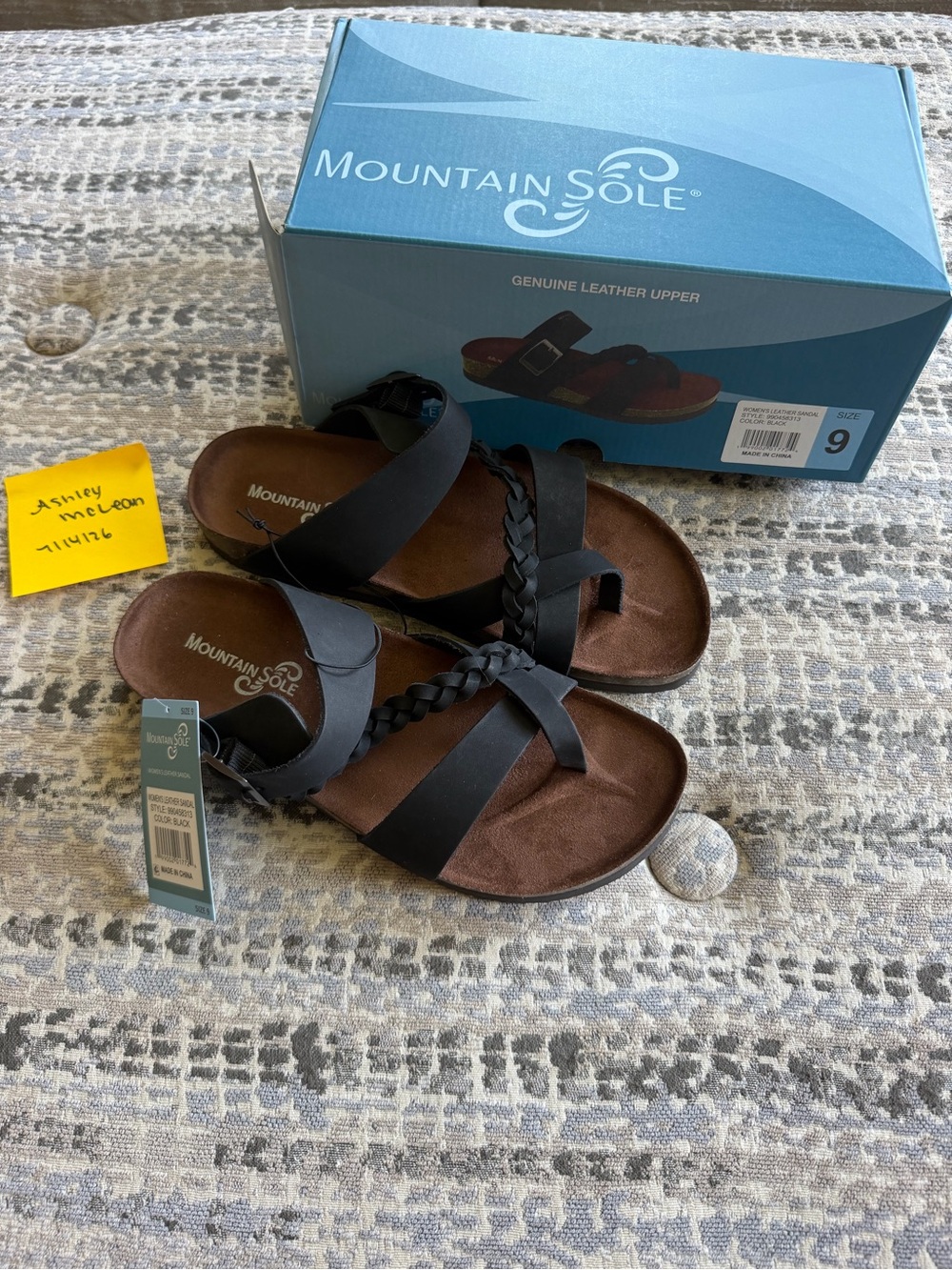 Mountain Sole Women’s Black Braided Leather Sandal